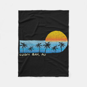 Vintage Lucky Bay, Au Palm Trees &amp; Sunset Beac Fleece Blanket