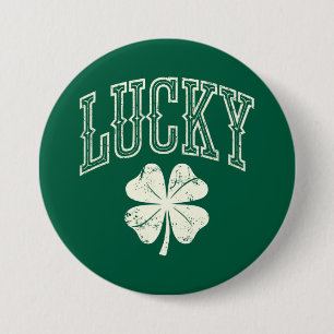 Vintage Lucky Clover St Patrick's Day  3 Inch Round Button
