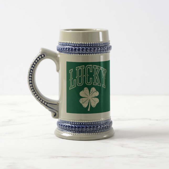 Vintage Lucky Clover St Patrick's Day  Beer Stein (Left)