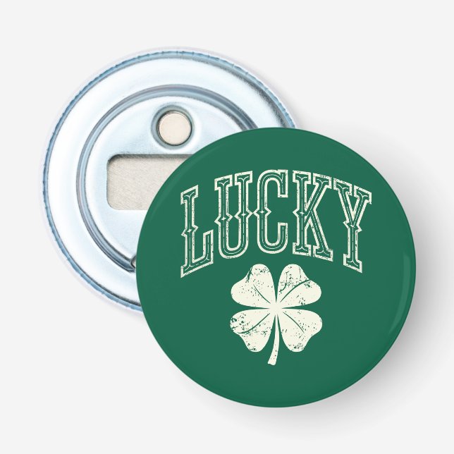 Vintage Lucky Clover St Patrick's Day  Bottle Opener (Front)