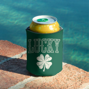 Vintage Lucky Clover St Patrick's Day Can Cooler