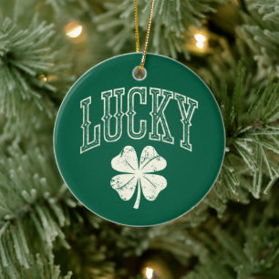 Vintage Lucky Clover St Patrick's Day Ceramic Ornament