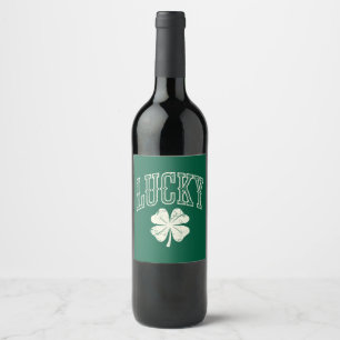 Vintage Lucky Clover St Patrick's Day  Wine Label