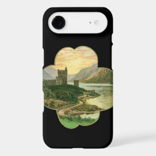 Vintage Lucky Gold Shamrock with an Irish Castle