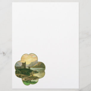 Vintage Lucky Gold Shamrock with an Irish Castle