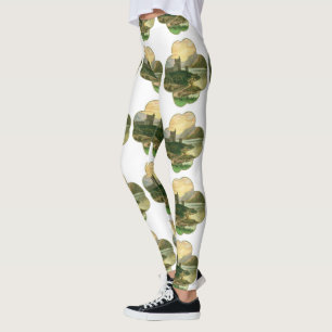 Vintage Lucky Gold Shamrock with an Irish Castle Leggings