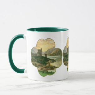 Vintage Lucky Gold Shamrock with an Irish Castle Mug