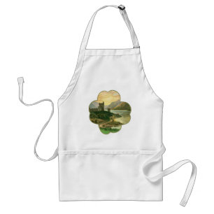 Vintage Lucky Gold Shamrock with an Irish Castle Standard Apron
