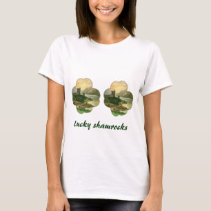 Vintage Lucky Gold Shamrock with an Irish Castle T-Shirt