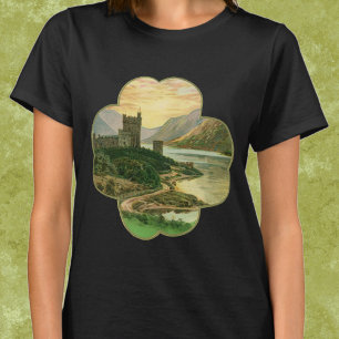 Vintage Lucky Gold Shamrock with an Irish Castle T-Shirt