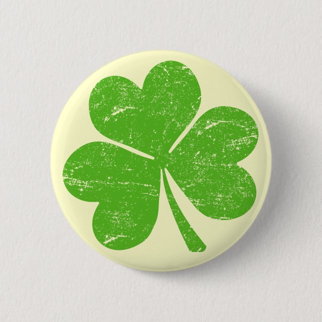 Vintage Lucky Irish Shamrock 2 Inch Round Button (Front)