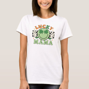 Vintage Lucky Mama Smiley St Patricks Day T-Shirt