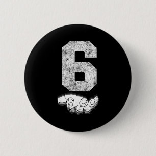 Vintage Lucky Number 6 Birthday Srts Player Team A 2 Inch Round Button