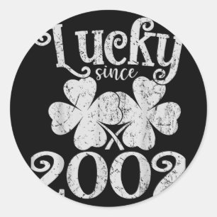 Vintage Lucky Since 23 2002 Lucky St. Patricks Day Classic Round Sticker
