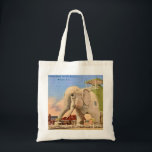Vintage Lucy Elephant  Tote Bag<br><div class="desc">A terrific vintage postcard for the Elephant Hotel in Margate,  New Jersey. Lucy is the famous roadside attraction featured on this slightly worn postcard repurposed on a tote bag.</div>