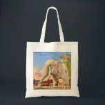 Vintage Lucy Elephant  Tote Bag<br><div class="desc">A terrific vintage postcard for the Elephant Hotel in Margate,  New Jersey. Lucy is the famous roadside attraction featured on this slightly worn postcard repurposed on a tote bag.</div>