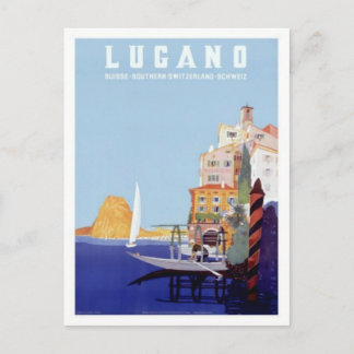 Vintage Lugano, Switzerland Travel Postcard