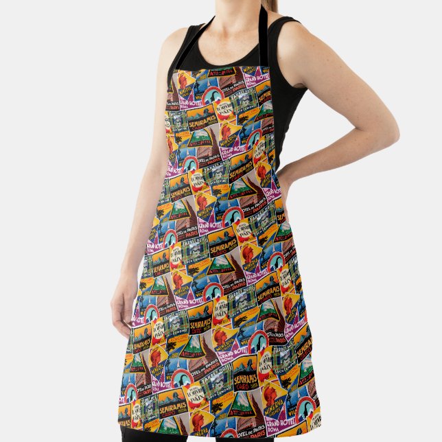 Vintage Luggage Labels Apron (Insitu)