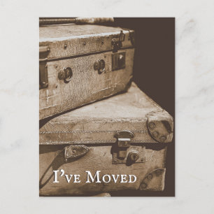 Vintage Luggage Old Photograph Moving Announcement Postcard