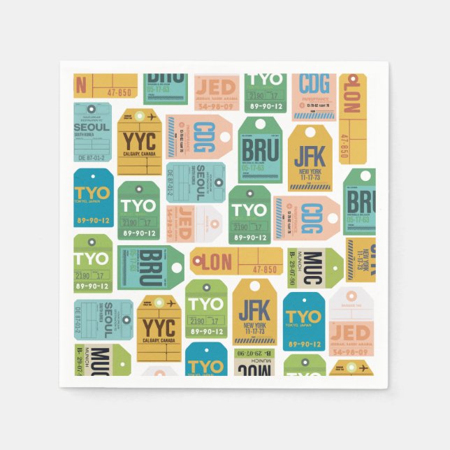 Vintage Luggage Tags Paper napkins (Front)