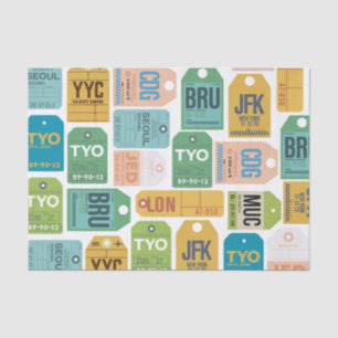 Vintage Luggage Tags Tissue Paper