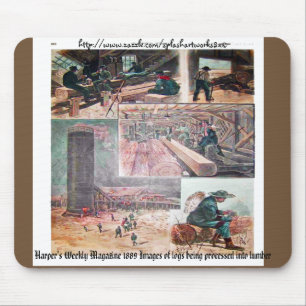 "Vintage Lumbering-Harper's Magazine" Mouse Pad