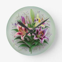Vintage Luminous Lily Wall Clock