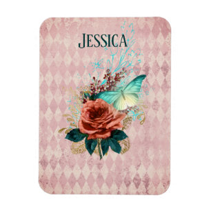 Vintage Luna Moth Bouquet Personalized Magnet