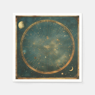 Vintage Lunar Celestial Map Design (2) Napkin