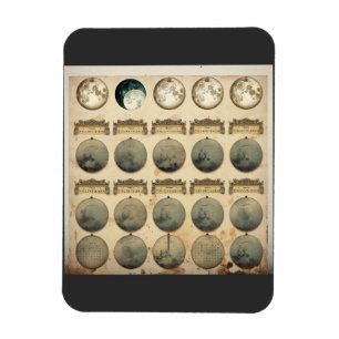 Vintage Lunar Cycle Chart - Celestial Moon Phases Magnet