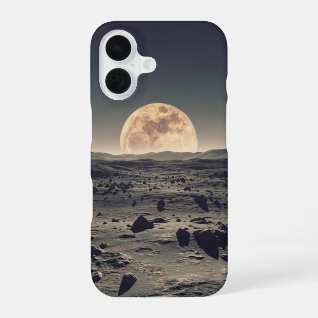 Vintage Lunar Horizon iPhone 16 Case (Back)