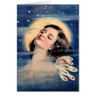 Vintage Lune Art Déco Fée Lady in the Stars