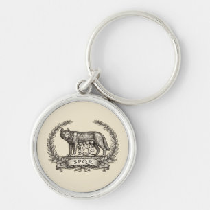 Vintage Lupa Capitolina Romulus Remus SPQR Emblem Keychain