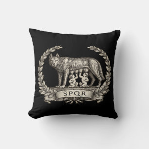 Vintage Lupa Capitolina Romulus Remus SPQR Emblem Throw Pillow