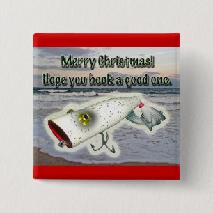 Vintage Lure Merry Christmas Button