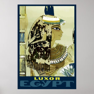 Vintage Luxor Egypt Ruins Travel Poster