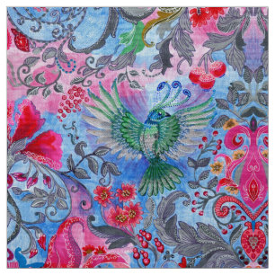Vintage luxury floral garden blue bird lux pattern fabric