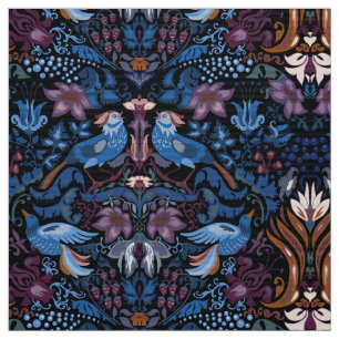 Vintage luxury floral garden blue bird lux pattern fabric