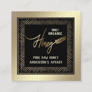 Vintage Luxury  gold script honey branch Square Business Card