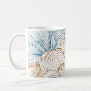 Vintage luxury seamless floral background with gol coffee mug