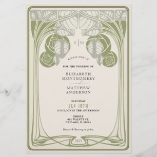 Vintage Mackintosh Trees in Bloom Sage Green Flyer