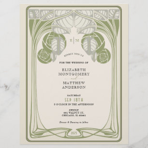 Vintage Mackintosh Trees in Bloom Sage Green Flyer