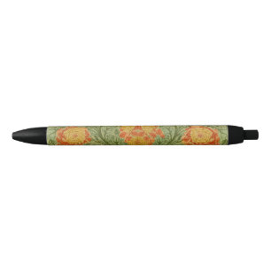 Vintage Mackmurdo Rose and Leaf Floral Art Black Ink Pen