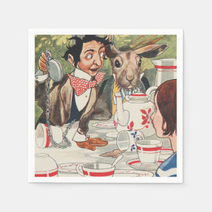 Vintage Mad Hatter Tea Party Alice Illustration Napkin