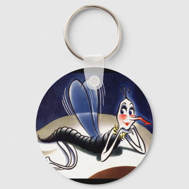 Vintage Madam Malaria Mosquito Keychain (Front)