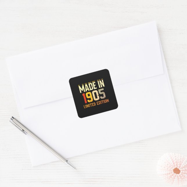 "Vintage Made in 1905 Limited Edition- Square Sticker (Envelope)