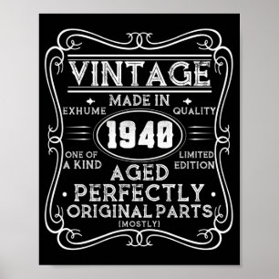 Vintage Made In 1940 Retro Classic Poster