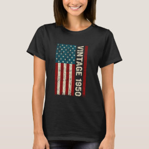 Vintage Made In 1950 American Flag 75th Birthday G T-Shirt