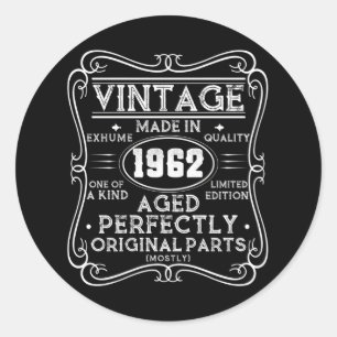 Vintage Made In 1962 Retro Classic Round Sticker