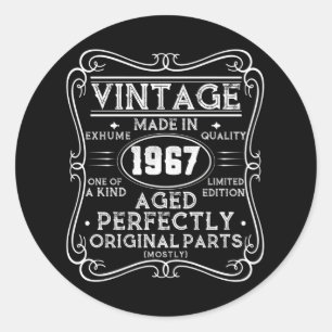 Vintage Made In 1967 Retro Classic Classic Round Sticker